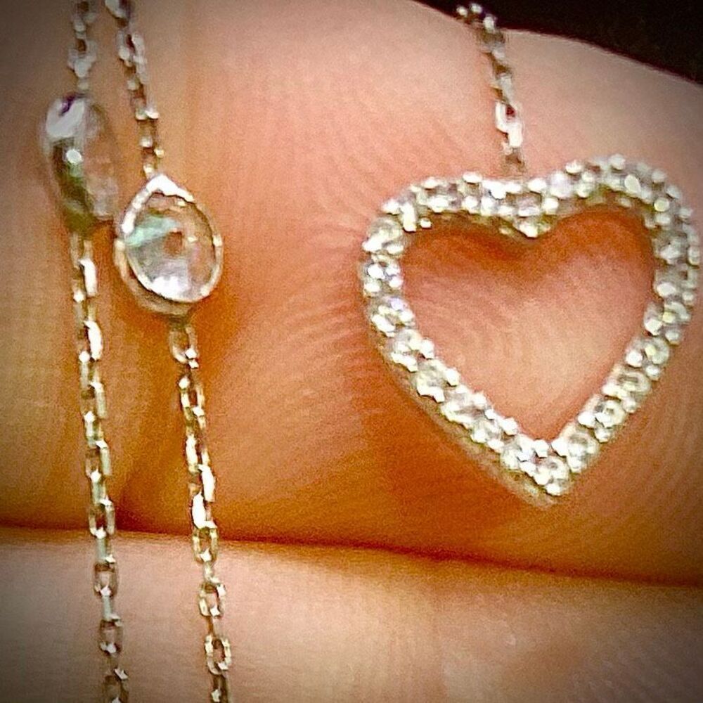 AFZ# sterling 925 silver necklace w/ Cz Heart pendant